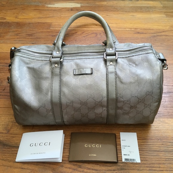 Gucci Handbags - Gucci Boston Bag Silver GG Coated  Canvas